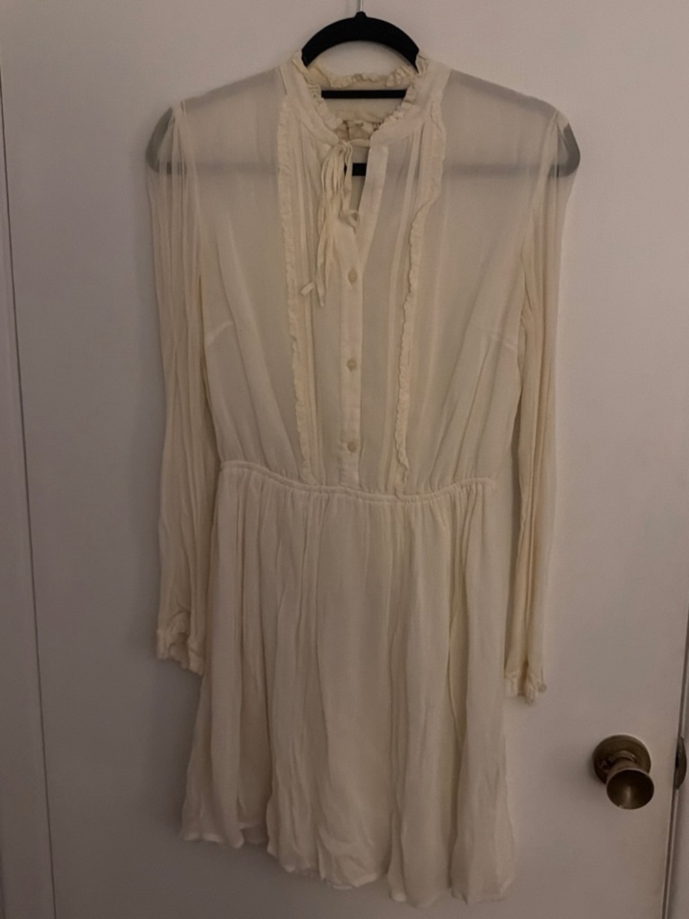 Denim & Supply Ralph Lauren Ivory Long-Sleeve Ruffle Tie-Neck Dress